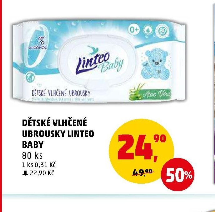DĚTSKÉ VLHČENÉ UBROUSKY LINTEO BABY