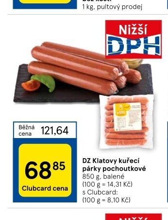 DZ Klatovy kuřecí párky pochoutkové