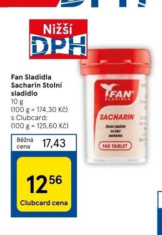 Fan Sladidla Sacharin Stolní sladidlo