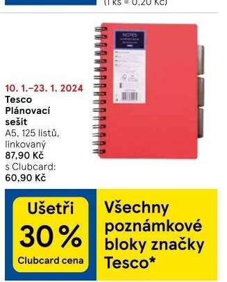Kroužkový blok A5 Tesco