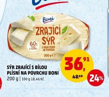 Sýr zrající s bílou plísní na povrchu Boni