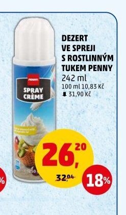 Dezert ve spreji s rostlinným tukem Penny