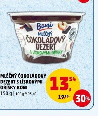 Mléčný čokoládový dezert s lískovými oříšky Boni