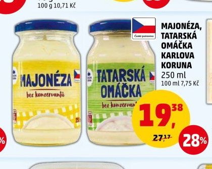 Majonéza, tatarská omáčka Karlova Koruna