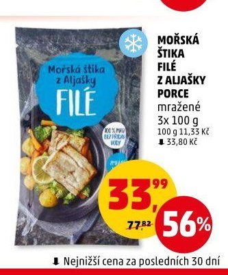 MOŘSKÁ ŠTIKA FILÉ Z ALJAŠKY PORCE mražené
