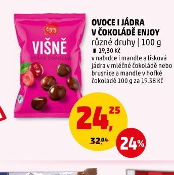Ovoce i jádra v čokoládě Enjoy různé druhy