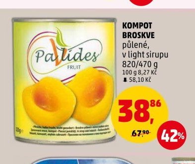 Kompot broskve půlené, v light sirupu