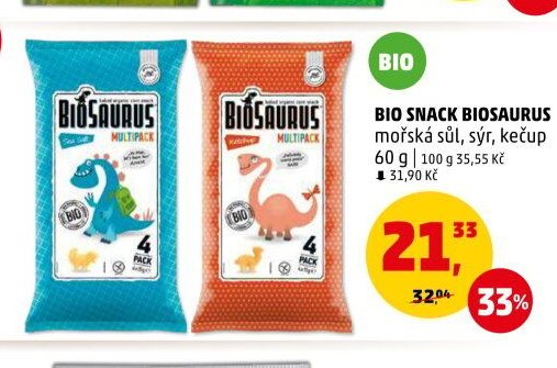 BIO SNACK BIOSAURUS mořská sůl, sýr, kečup