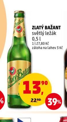 Zlatý Bažant světlý ležák 0,5 l
