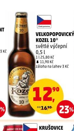 Velkopopovický Kozel 10* světlé výčepní 0,5 l
