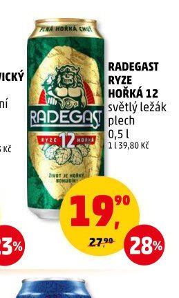 Radegast Ryze hořká 12 světlý ležák plech 0,5 l