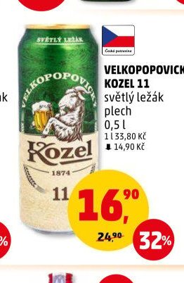 Velkopopovický Kozel 11 světlý ležák plech 0,5 l