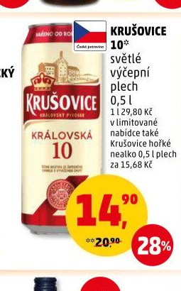 Krušovice 10* světlé výčepní plech 0,5 l