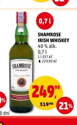 Shamrose Irish Whiskey 40% alk. 0,7 l