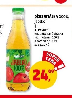 Džus Vitálka 100% jablko 1 l