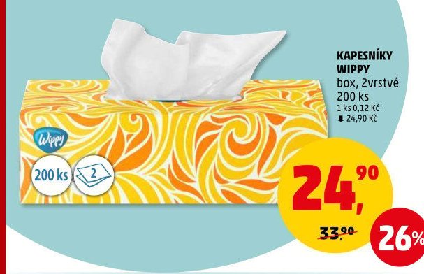 KAPESNÍKY WIPPY box, 2vrstvé 200 ks