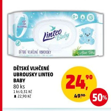 DĚTSKÉ VLHČENÉ UBROUSKY LINTEO BABY 80 ks