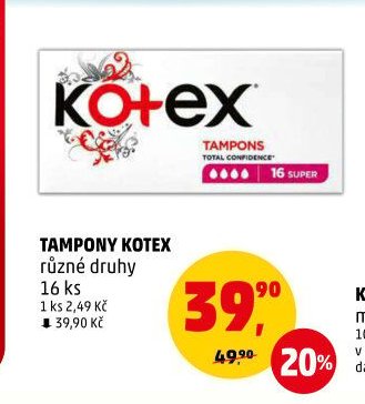 TAMPONY KOTEX různé druhy 16 ks
