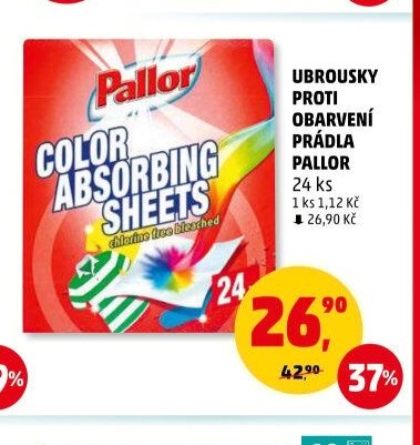 Ubrousky proti obarvení prádla Pallor 24 ks