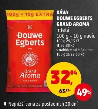 Káva Douwe Egberts Grand Aroma, 100 g + 10 g navíc