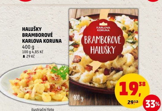 Bramborové halušky v prášku Karlova Koruna
