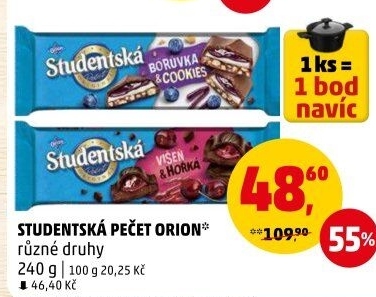 Čokoláda Studentská pečeť Orion