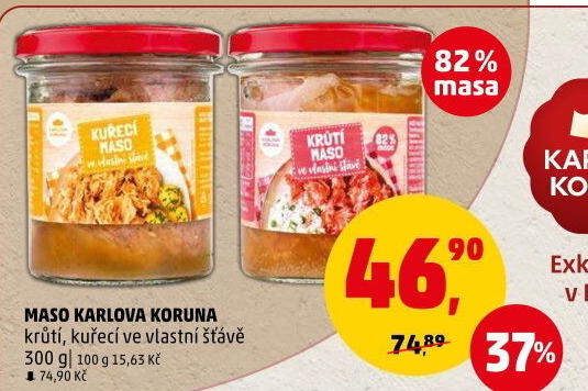 Maso krůtí ve vlastní šťávě ve sklenici Karlova Koruna