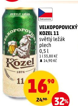 Pivo ležák 11° Velkopopovický Kozel
