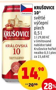 Pivo světlé výčepní 10° Krušovice
