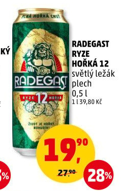 Pivo světlý ležák 12° Ryze hořká Radegast