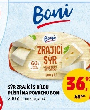 Sýr zrající s bílou plísní na povrchu Boni