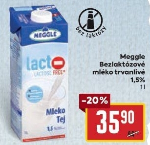 Mléko trvanlivé bez laktózy Meggle - 1,5% polotučné
