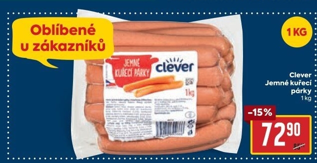 Párky kuřecí jemné Clever