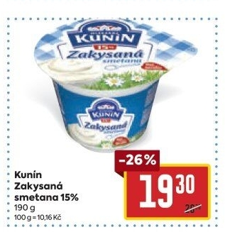 Zakysaná smetana Mlékárna Kunín 15%