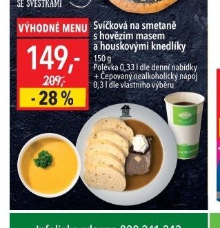 Svíčková na smetaně s hovězím masem a houskovými knedlíky