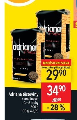 Adriana těstoviny semolinové, 500 g