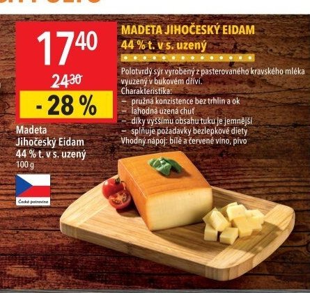 Madeta Jihočeský Eidam 44 % t. v s. uzený