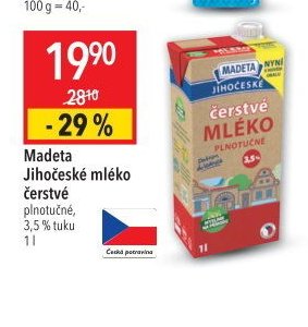 Madeta Jihočeské mléko čerstvé