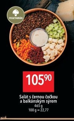 Salát s černou čočkou a balkánskym sýrem