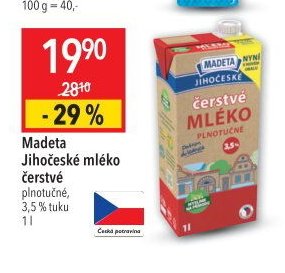 Madeta Jihočeské mléko čerstvé