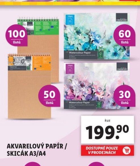 Akvarelový papír / Skicák A3/A4