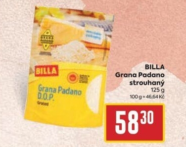 Sýr Grana Padano strouhaný Billa