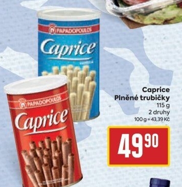 Trubičky plněné Caprice Papadopoulos - dóza