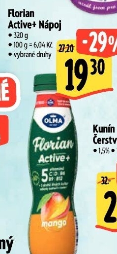 Jogurtový nápoj Florian Active+ Olma