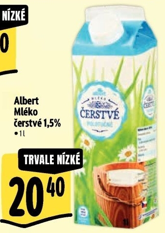Mléko čerstvé Albert - 1,5% polotučné