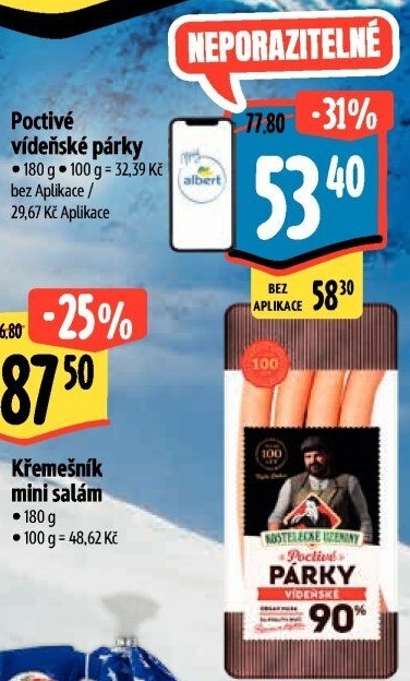 Párky vídeňské poctivé Kostelecké uzeniny