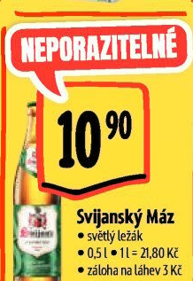 Pivo světlý ležák 11° Svijanský Máz Svijany