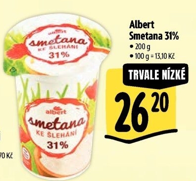Smetana ke šlehání 31% Albert