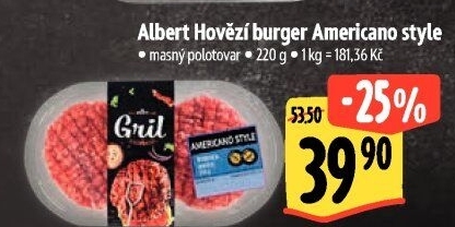 Hovězí burger Americano style Albert Gril