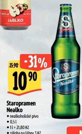 Nealkoholické pivo Staropramen
